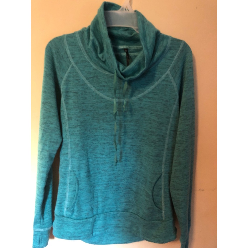 Kuhl Gorpcore Women Teal Heather Cowl Neck Pullover Outdoor Active Top Pocket M